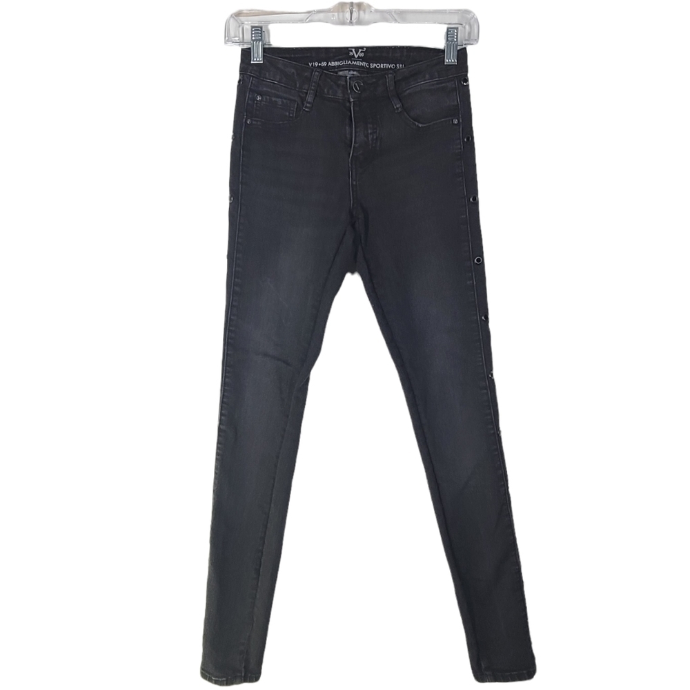 Versace V1969 Abbigliamento Sportivo SRL black jeans with eyelets down‎ legs